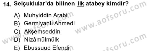 Büyük Selçuklu Tarihi Dersi 2014 - 2015 Yılı (Final) Dönem Sonu Sınav Soruları 14. Soru
