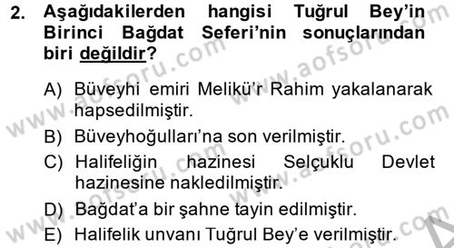 Büyük Selçuklu Tarihi Dersi 2014 - 2015 Yılı (Final) Dönem Sonu Sınav Soruları 2. Soru
