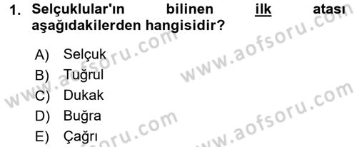 Büyük Selçuklu Tarihi Dersi 2015 - 2016 Yılı (Final) Dönem Sonu Sınav Soruları 1. Soru