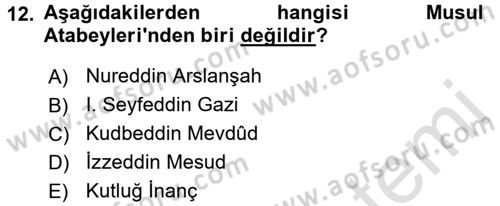 Büyük Selçuklu Tarihi Dersi 2015 - 2016 Yılı (Final) Dönem Sonu Sınav Soruları 12. Soru