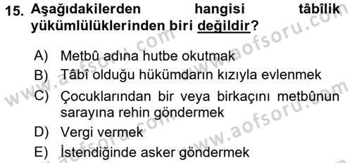Büyük Selçuklu Tarihi Dersi 2015 - 2016 Yılı (Final) Dönem Sonu Sınav Soruları 15. Soru