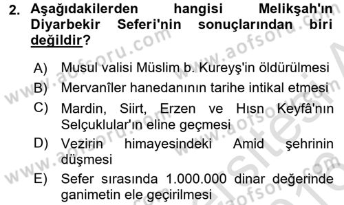 Büyük Selçuklu Tarihi Dersi 2015 - 2016 Yılı (Final) Dönem Sonu Sınav Soruları 2. Soru