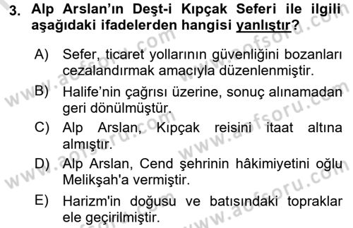 Büyük Selçuklu Tarihi Dersi 2015 - 2016 Yılı (Final) Dönem Sonu Sınav Soruları 3. Soru