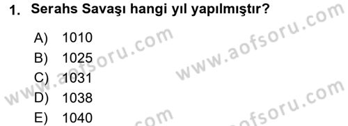 Büyük Selçuklu Tarihi Dersi 2016 - 2017 Yılı (Vize) Ara Sınav Soruları 1. Soru