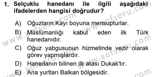 Büyük Selçuklu Tarihi Dersi 2016 - 2017 Yılı (Final) Dönem Sonu Sınav Soruları 1. Soru
