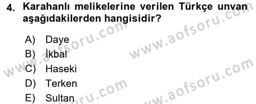 Büyük Selçuklu Tarihi Dersi 2016 - 2017 Yılı (Final) Dönem Sonu Sınav Soruları 4. Soru