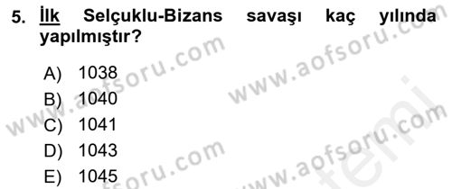 Büyük Selçuklu Tarihi Dersi 2017 - 2018 Yılı (Vize) Ara Sınav Soruları 5. Soru