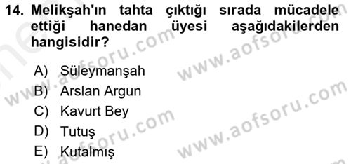 Büyük Selçuklu Tarihi Dersi 2018 - 2019 Yılı (Vize) Ara Sınav Soruları 14. Soru