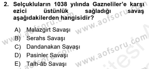 Büyük Selçuklu Tarihi Dersi 2018 - 2019 Yılı (Vize) Ara Sınav Soruları 2. Soru