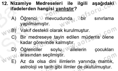 Büyük Selçuklu Tarihi Dersi 2018 - 2019 Yılı (Final) Dönem Sonu Sınav Soruları 12. Soru