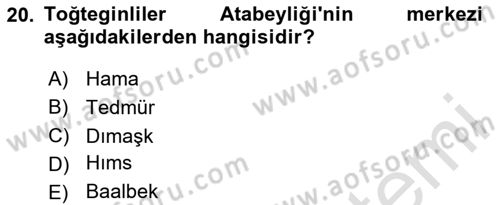 Büyük Selçuklu Tarihi Dersi 2020 - 2021 Yılı Yaz Okulu Sınav Soruları 20. Soru