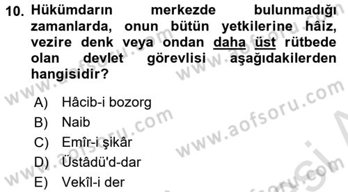 Büyük Selçuklu Tarihi Dersi 2021 - 2022 Yılı (Vize) Ara Sınav Soruları 10. Soru