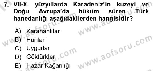 Büyük Selçuklu Tarihi Dersi 2021 - 2022 Yılı (Vize) Ara Sınav Soruları 7. Soru