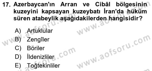 Büyük Selçuklu Tarihi Dersi 2022 - 2023 Yılı Yaz Okulu Sınav Soruları 17. Soru