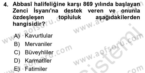 Büyük Selçuklu Tarihi Dersi 2022 - 2023 Yılı Yaz Okulu Sınav Soruları 4. Soru