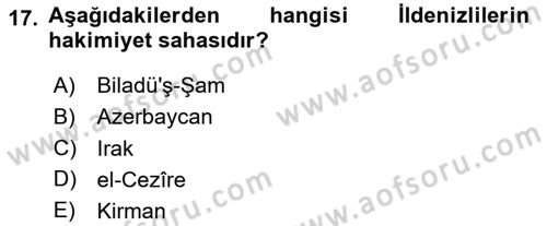 Büyük Selçuklu Tarihi Dersi 2023 - 2024 Yılı (Final) Dönem Sonu Sınav Soruları 17. Soru