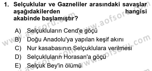 Büyük Selçuklu Tarihi Dersi 2023 - 2024 Yılı Yaz Okulu Sınav Soruları 1. Soru
