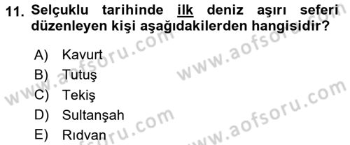 Büyük Selçuklu Tarihi Dersi 2023 - 2024 Yılı Yaz Okulu Sınav Soruları 11. Soru