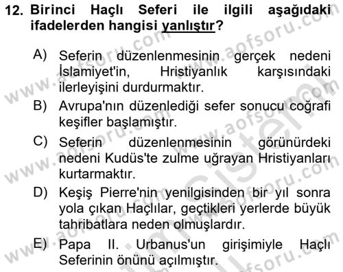 Büyük Selçuklu Tarihi Dersi 2023 - 2024 Yılı Yaz Okulu Sınav Soruları 12. Soru