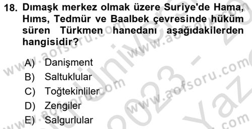 Büyük Selçuklu Tarihi Dersi 2023 - 2024 Yılı Yaz Okulu Sınav Soruları 18. Soru