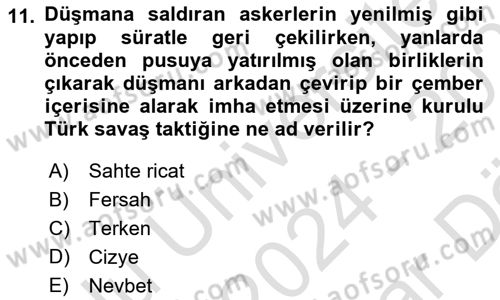 Büyük Selçuklu Tarihi Dersi 2024 - 2025 Yılı (Vize) Ara Sınav Soruları 11. Soru