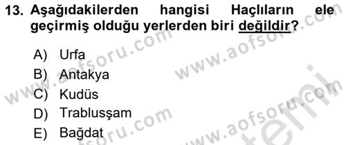 Büyük Selçuklu Tarihi Dersi 2024 - 2025 Yılı (Vize) Ara Sınav Soruları 13. Soru
