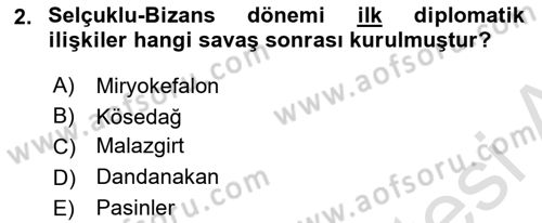 Büyük Selçuklu Tarihi Dersi 2024 - 2025 Yılı (Vize) Ara Sınav Soruları 2. Soru