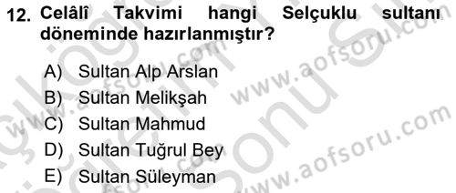 Büyük Selçuklu Tarihi Dersi 2024 - 2025 Yılı (Final) Dönem Sonu Sınav Soruları 12. Soru