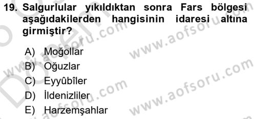 Büyük Selçuklu Tarihi Dersi 2024 - 2025 Yılı (Final) Dönem Sonu Sınav Soruları 19. Soru