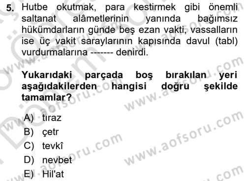 Büyük Selçuklu Tarihi Dersi 2024 - 2025 Yılı (Final) Dönem Sonu Sınav Soruları 5. Soru