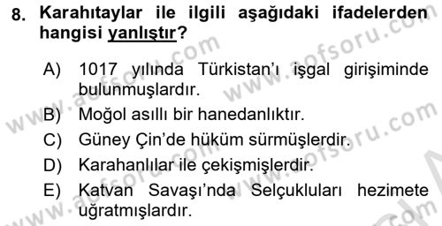 Büyük Selçuklu Tarihi Dersi 2024 - 2025 Yılı (Final) Dönem Sonu Sınav Soruları 8. Soru