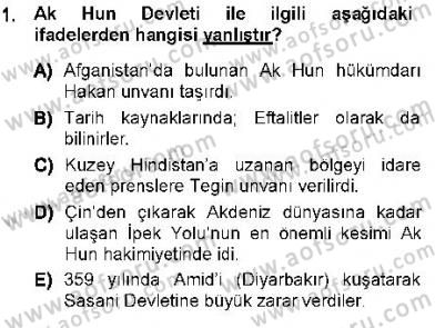 Orta Asya Türk Tarihi Dersi 2012 - 2013 Yılı (Vize) Ara Sınav Soruları 1. Soru