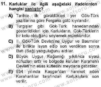 Orta Asya Türk Tarihi Dersi Ara Sınavı Deneme Sınav Soruları 11. Soru