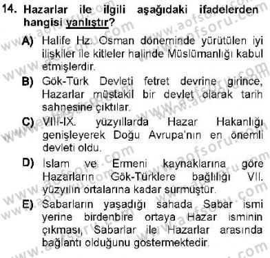 Orta Asya Türk Tarihi Dersi Ara Sınavı Deneme Sınav Soruları 14. Soru