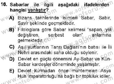 Orta Asya Türk Tarihi Dersi 2012 - 2013 Yılı (Vize) Ara Sınav Soruları 16. Soru