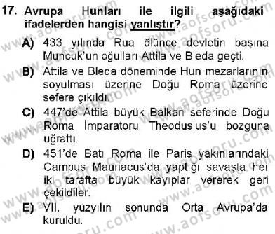 Orta Asya Türk Tarihi Dersi Ara Sınavı Deneme Sınav Soruları 17. Soru
