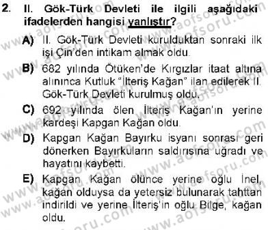 Orta Asya Türk Tarihi Dersi Ara Sınavı Deneme Sınav Soruları 2. Soru