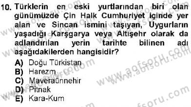 Orta Asya Türk Tarihi Dersi 2012 - 2013 Yılı (Final) Dönem Sonu Sınav Soruları 10. Soru