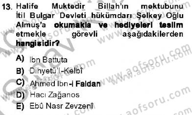 Orta Asya Türk Tarihi Dersi Ara Sınavı Deneme Sınav Soruları 13. Soru