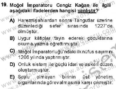 Orta Asya Türk Tarihi Dersi Ara Sınavı Deneme Sınav Soruları 19. Soru