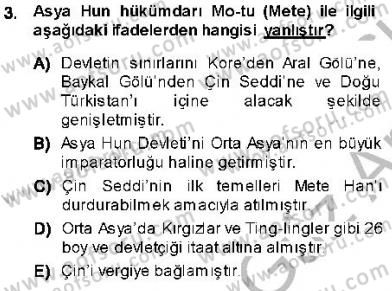 Orta Asya Türk Tarihi Dersi 2013 - 2014 Yılı (Vize) Ara Sınav Soruları 3. Soru