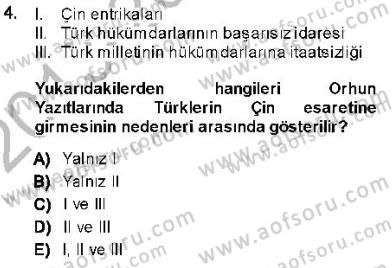 Orta Asya Türk Tarihi Dersi Ara Sınavı Deneme Sınav Soruları 4. Soru