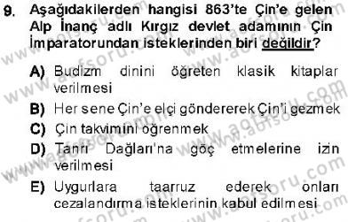 Orta Asya Türk Tarihi Dersi Ara Sınavı Deneme Sınav Soruları 9. Soru