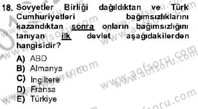 Orta Asya Türk Tarihi Dersi 2013 - 2014 Yılı (Final) Dönem Sonu Sınav Soruları 18. Soru