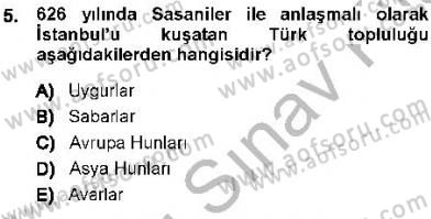 Orta Asya Türk Tarihi Dersi 2013 - 2014 Yılı (Final) Dönem Sonu Sınav Soruları 5. Soru