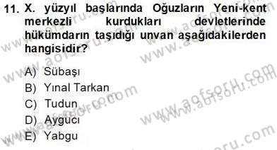 Orta Asya Türk Tarihi Dersi 2014 - 2015 Yılı (Vize) Ara Sınavı 11. Soru