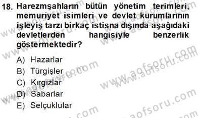 Orta Asya Türk Tarihi Dersi Ara Sınavı Deneme Sınav Soruları 18. Soru