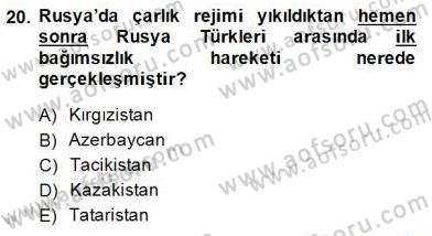 Orta Asya Türk Tarihi Dersi 2014 - 2015 Yılı (Final) Dönem Sonu Sınav Soruları 20. Soru