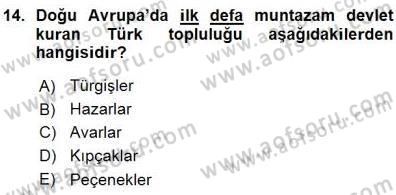 Orta Asya Türk Tarihi Dersi Ara Sınavı Deneme Sınav Soruları 14. Soru