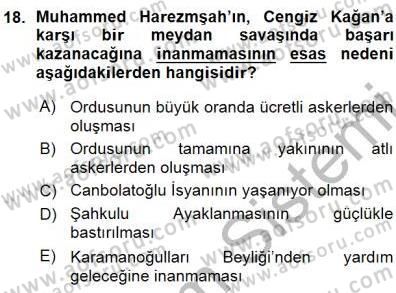Orta Asya Türk Tarihi Dersi Ara Sınavı Deneme Sınav Soruları 18. Soru